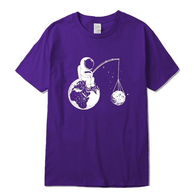 Men's t-shirt 100%cotton loose Funny design astronaut printing men's topsT-shirt cool tshirt male tee shirts