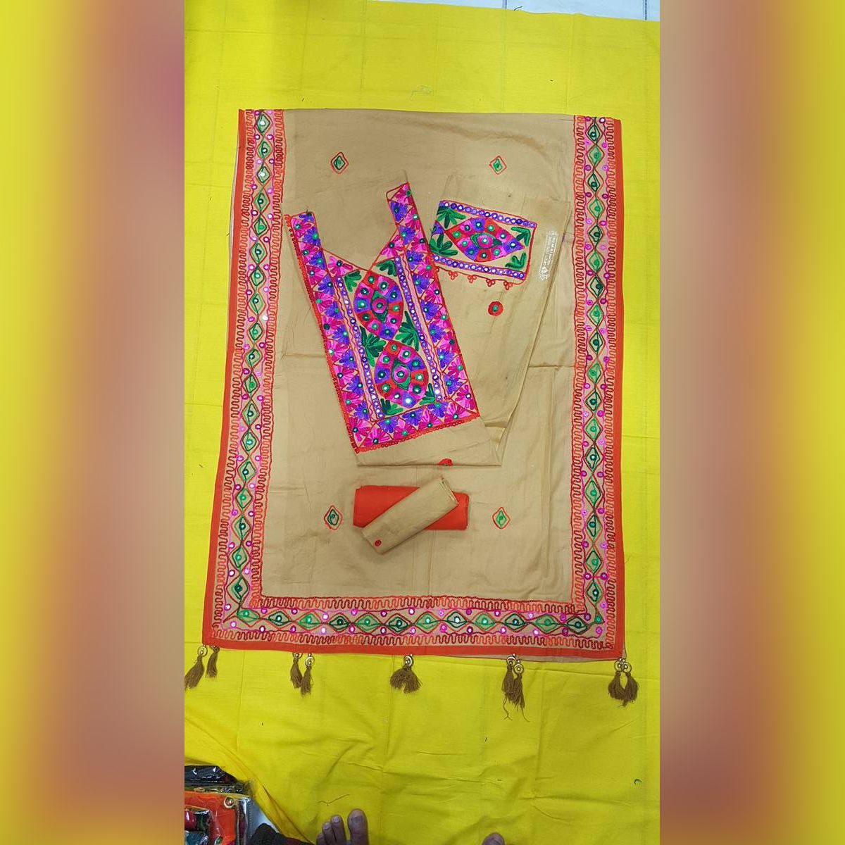 Nur Voiel Les Cotton Ari Work Three Piece Dresses [3 Piece] পাকা রং