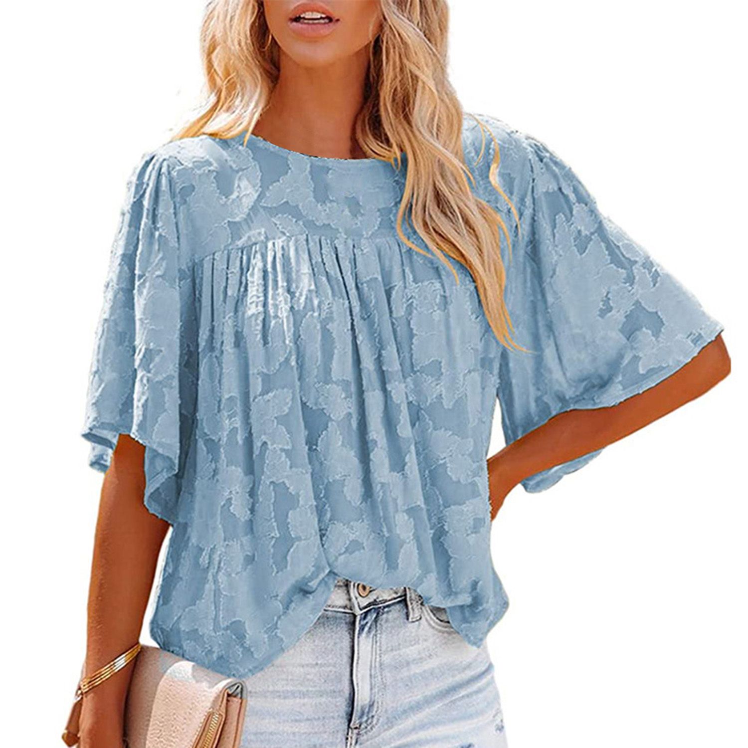 Shirt Hollow Out Elegant Loose-fitting Blouse