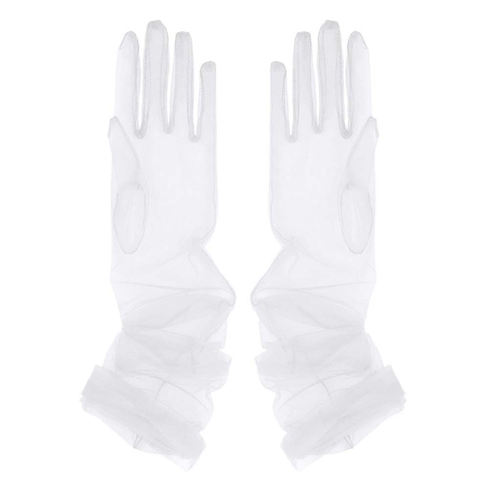 Womens Ultra Thin Tulle Gloves ElLong Gloves Sheer Transparent Long Mittens Photo Shooting