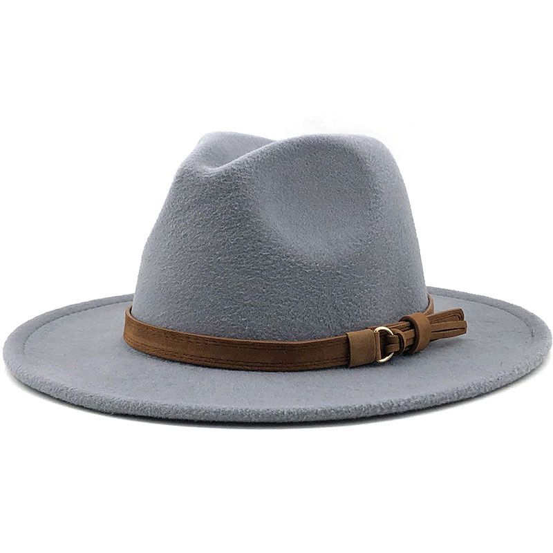 ple Women Men Wool Fedora Hat With Leather Ribbon Gentleman Elegant Lady Wide Brim Jazz Church Panama Sombrero Cap 56-58-60CM