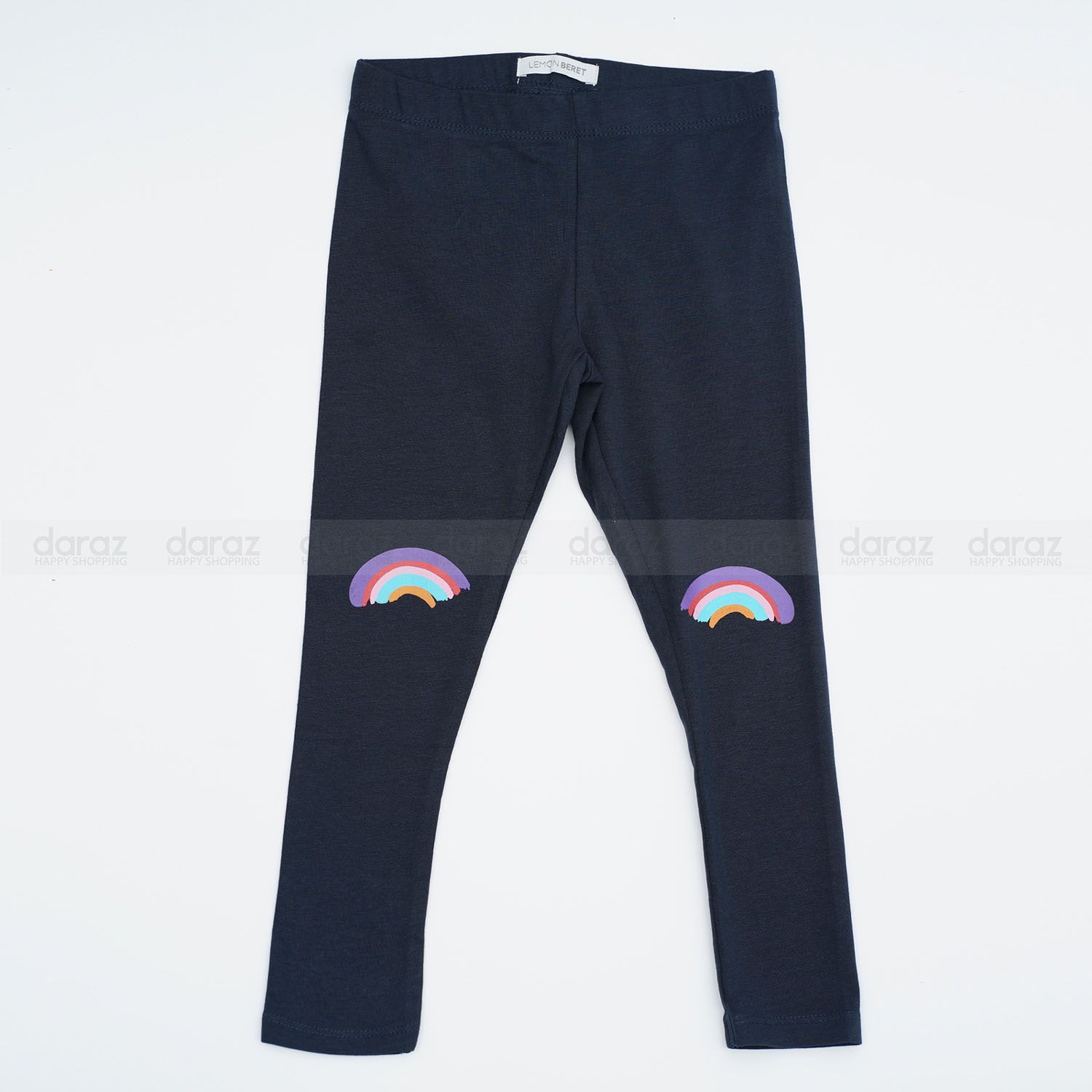 Dark Blue Printed Stylish Cotton Leggines For Girls