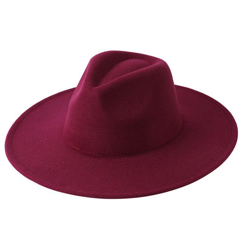 Winter fashion wool black RED Fedora hat ladies color matching top hat men's hat ple wide brim autumn fashion jazz hat