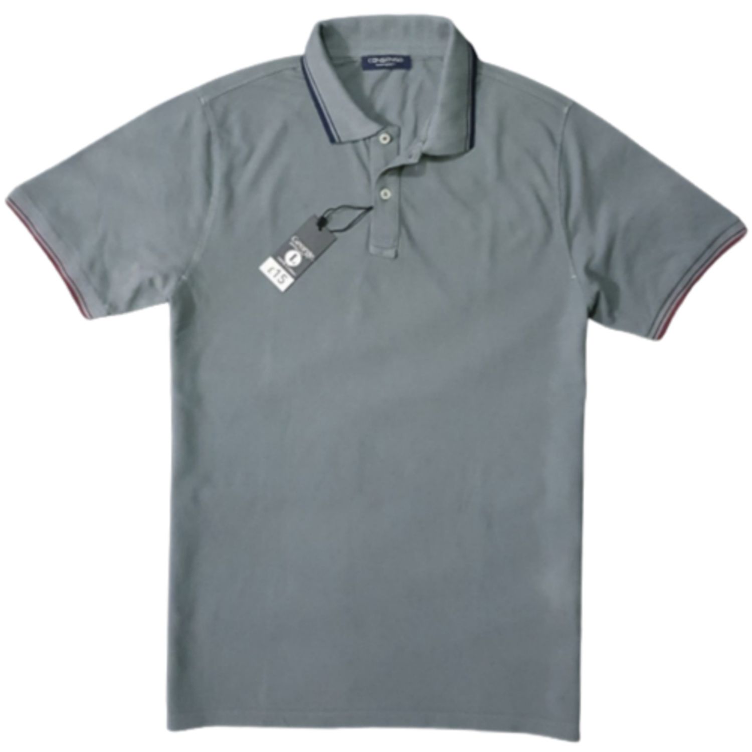 Regular-fit Stretchable Pure Cotton, Blue Grey Short-sleeve Solid Pique Polo T-shirt For Men's.