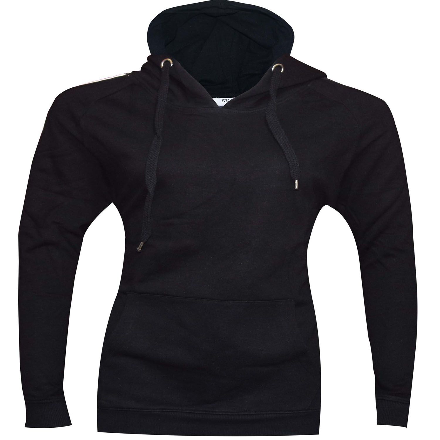 Black Cotton Casual Long Sleeve Hoodie For Women