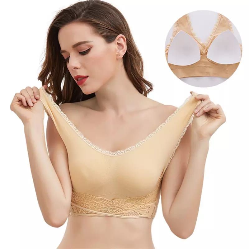 Fashion Front Closure Lace Bra for Women Comfy Cotton Sexy Push Up Bra Full Cup Padded Underwire Support BH Brassiere For BR - Bra