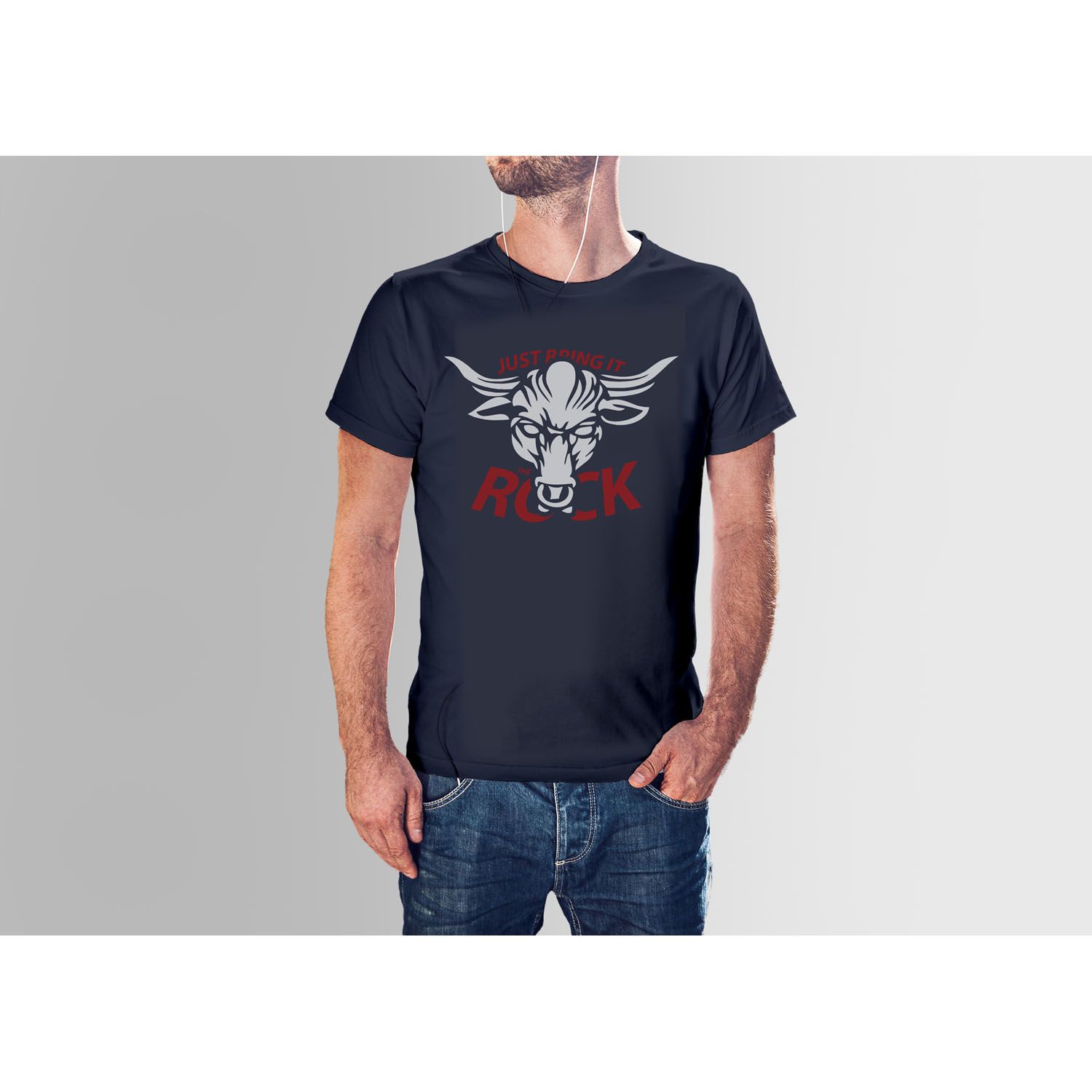 THE ROCK WWE NAVY COTTON Tshirt