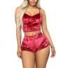 Women y Sleeveless Crop Top Camisolecro Shorts Velvet Slim Sleepwear Set