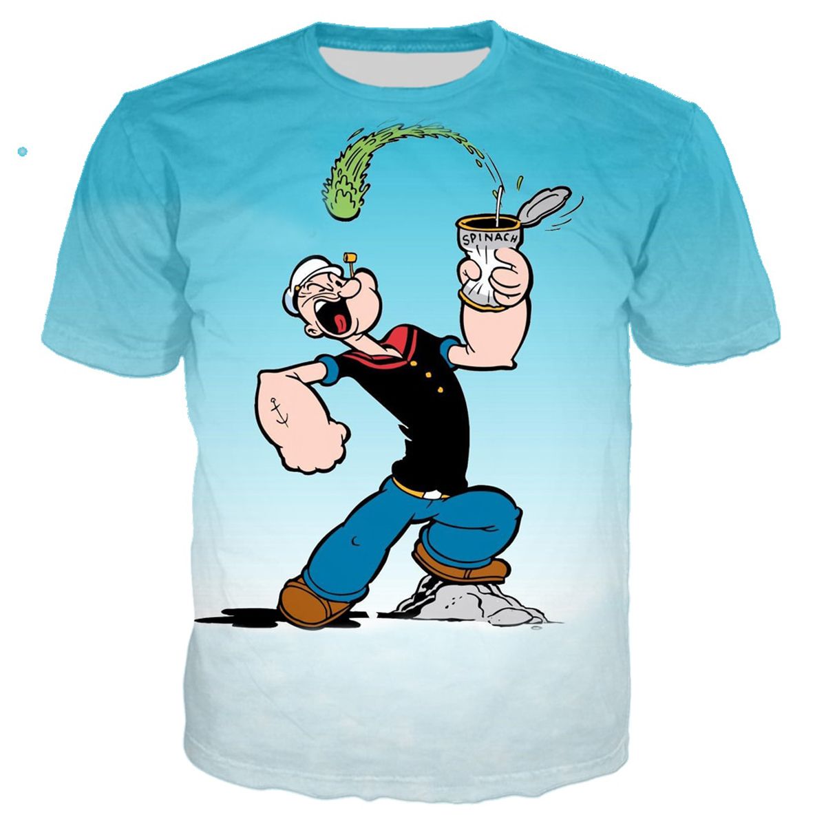 Popeye 3D Print T-shirt Men Women Summer Streetwear Punk O-Neck T-shirt Oversized Tops 2021 New