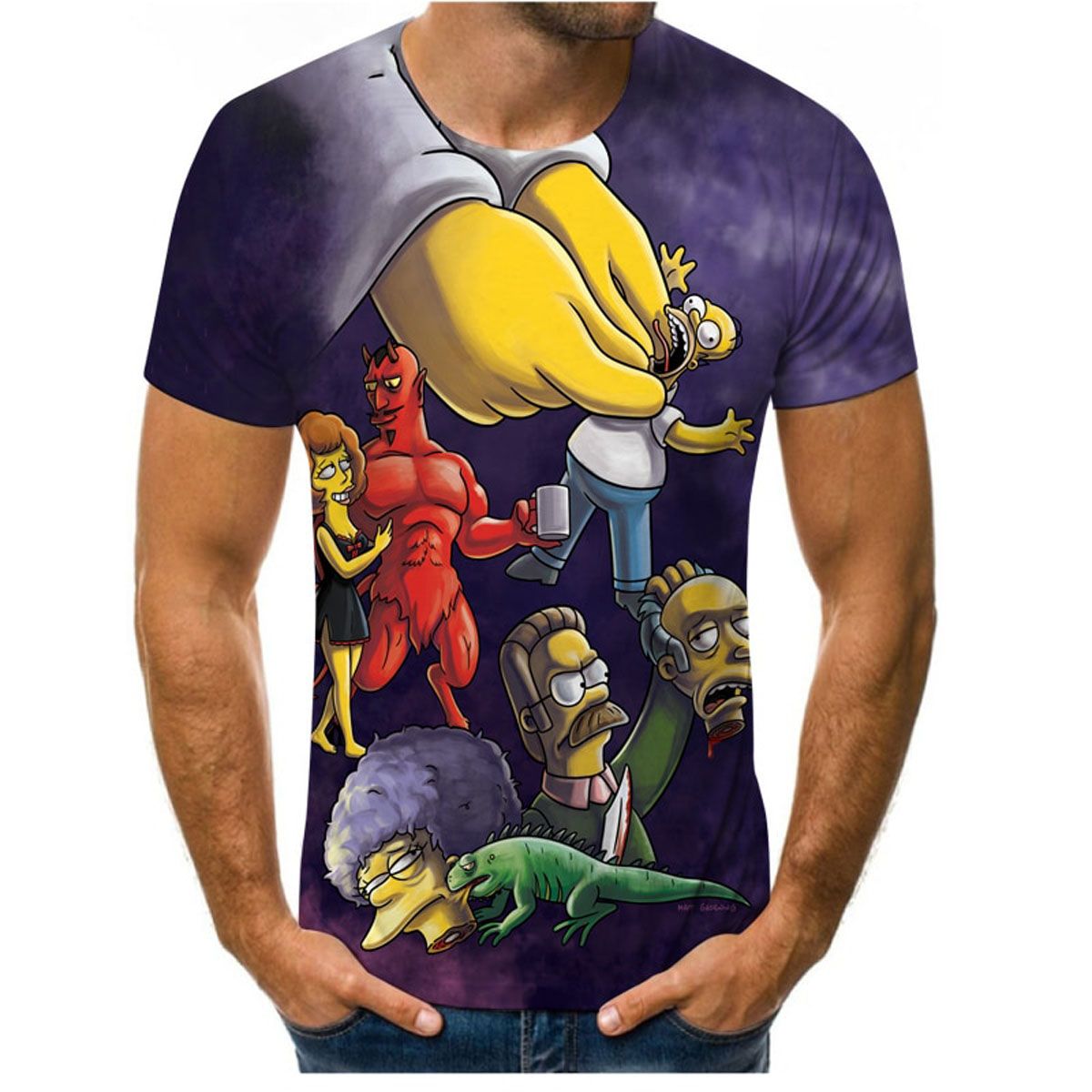 Summer anime cartoon printing oversize T-shirt men women short-sleeved personality fashion parent-child T-shirt
