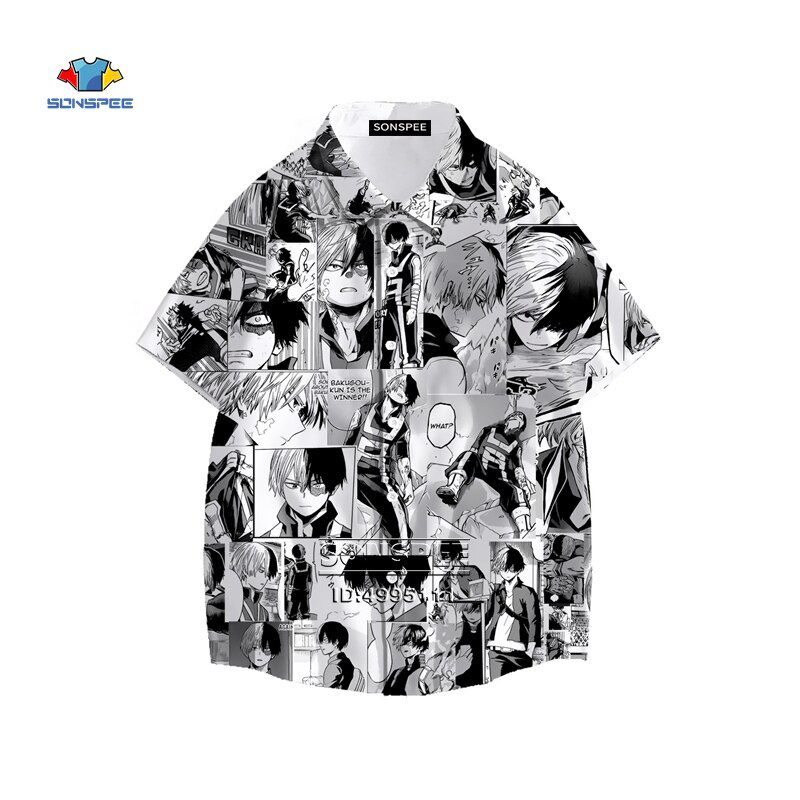 Bakugou Katsuki Todoroki Shouto Shirt Kawaii Many Faces Men Hawaiian Shirt 3D Print Summer Casual Beach Shirts Short Sleeve Tops