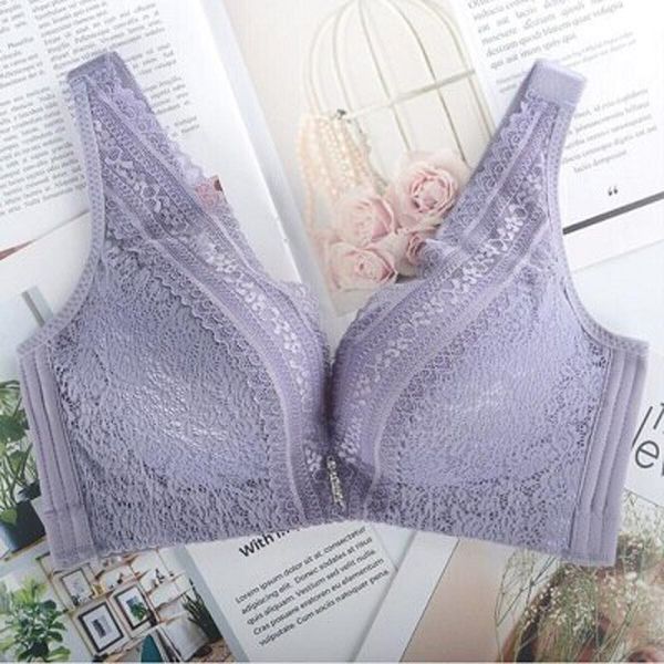 women lingerie thin section large size  gathered breathable lace vest style ladies underwear without steel ring bra