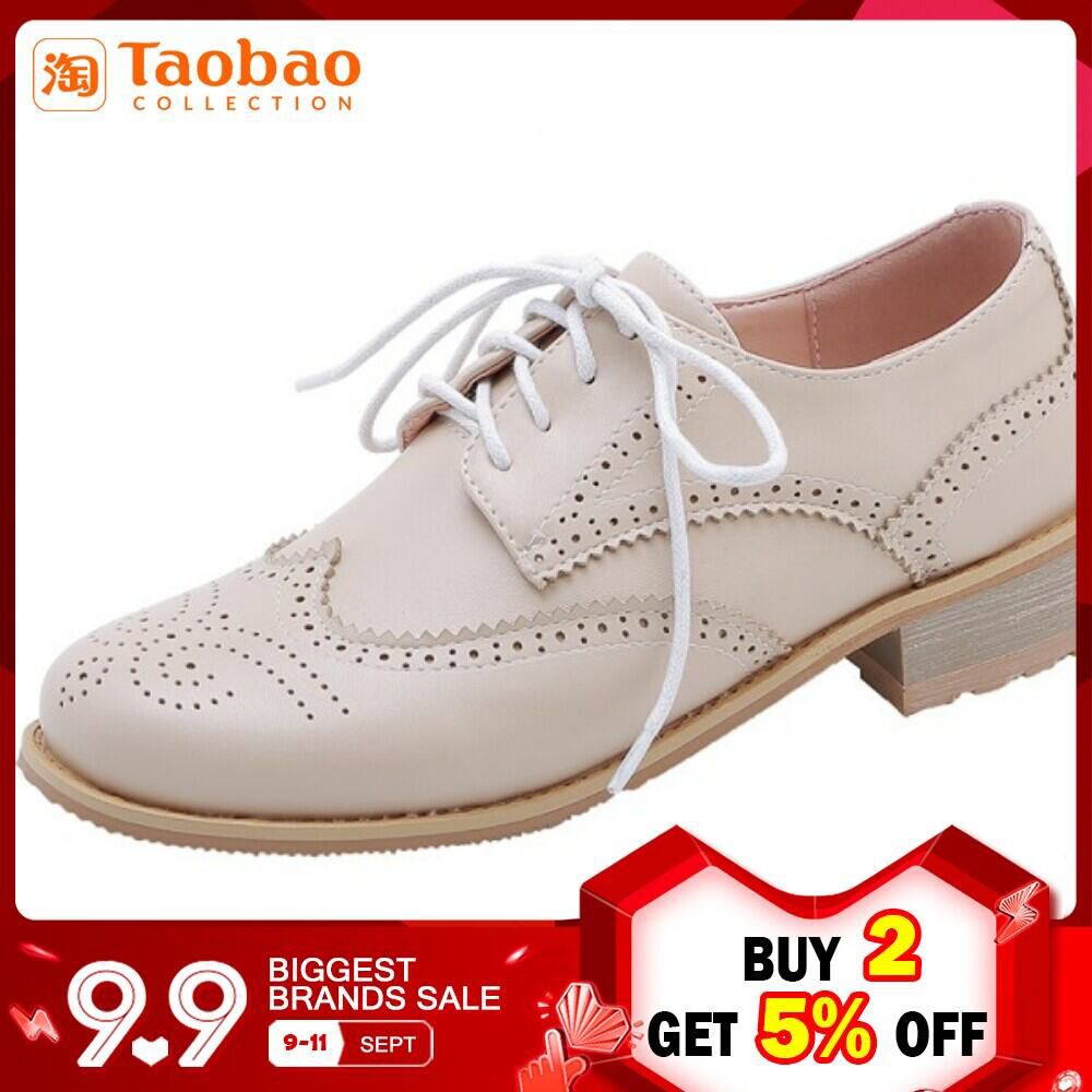 Spring Korean Style Versatile College Vintage England Openwork Carving Brogue Oxford nv dan xie Shoes White Shoes