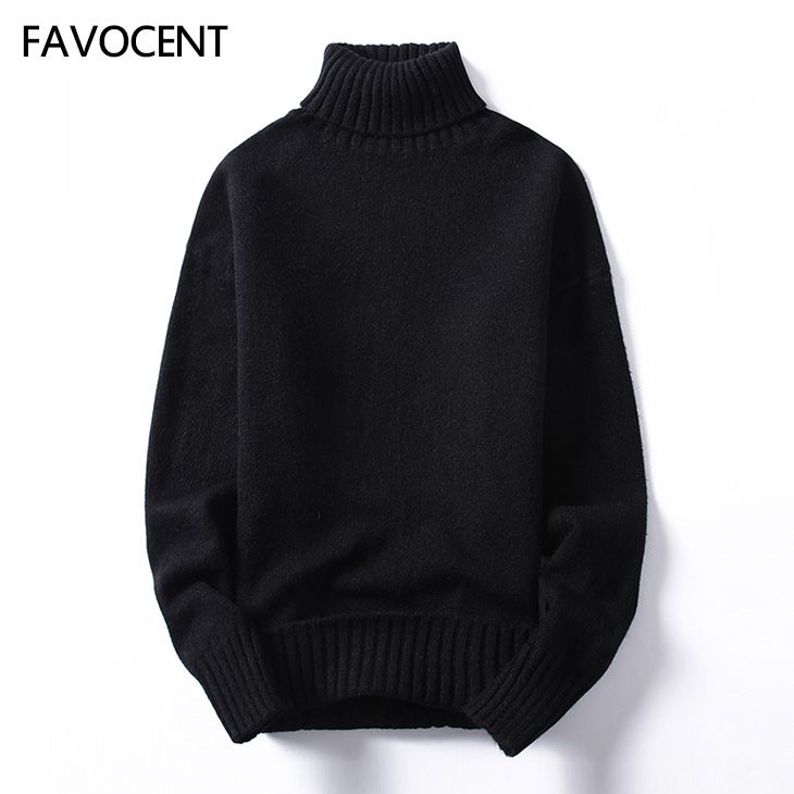 Autumn Winter Men Pullover Knit Sweaters Male Solid Colour Slim Bottoming Shirt