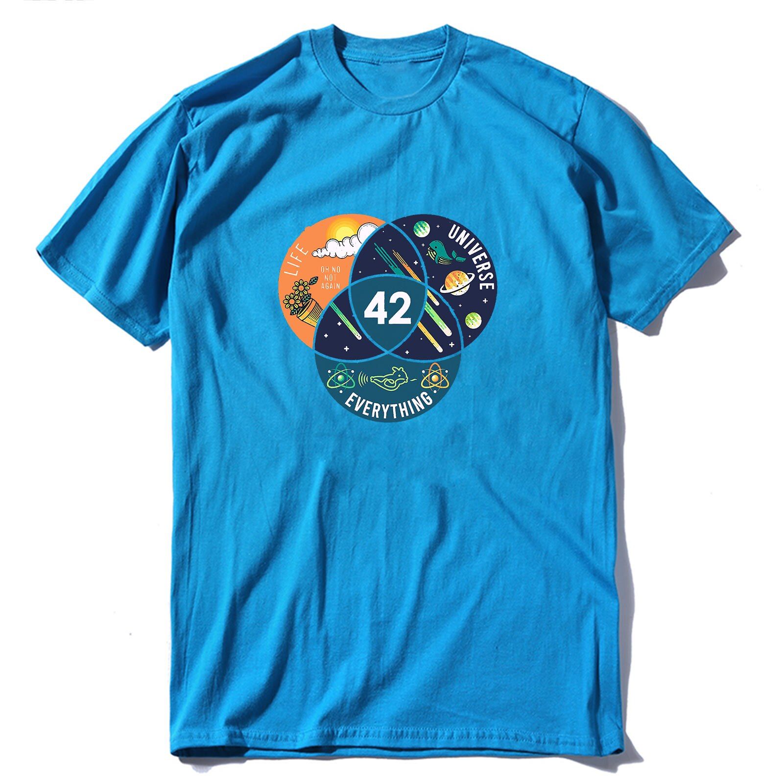 Uni100% Cotton 42 TAnswer To Life TUniverse And Everything Douglas Adams Black Men's T-shirt  Women Soft Tee Tshirt
