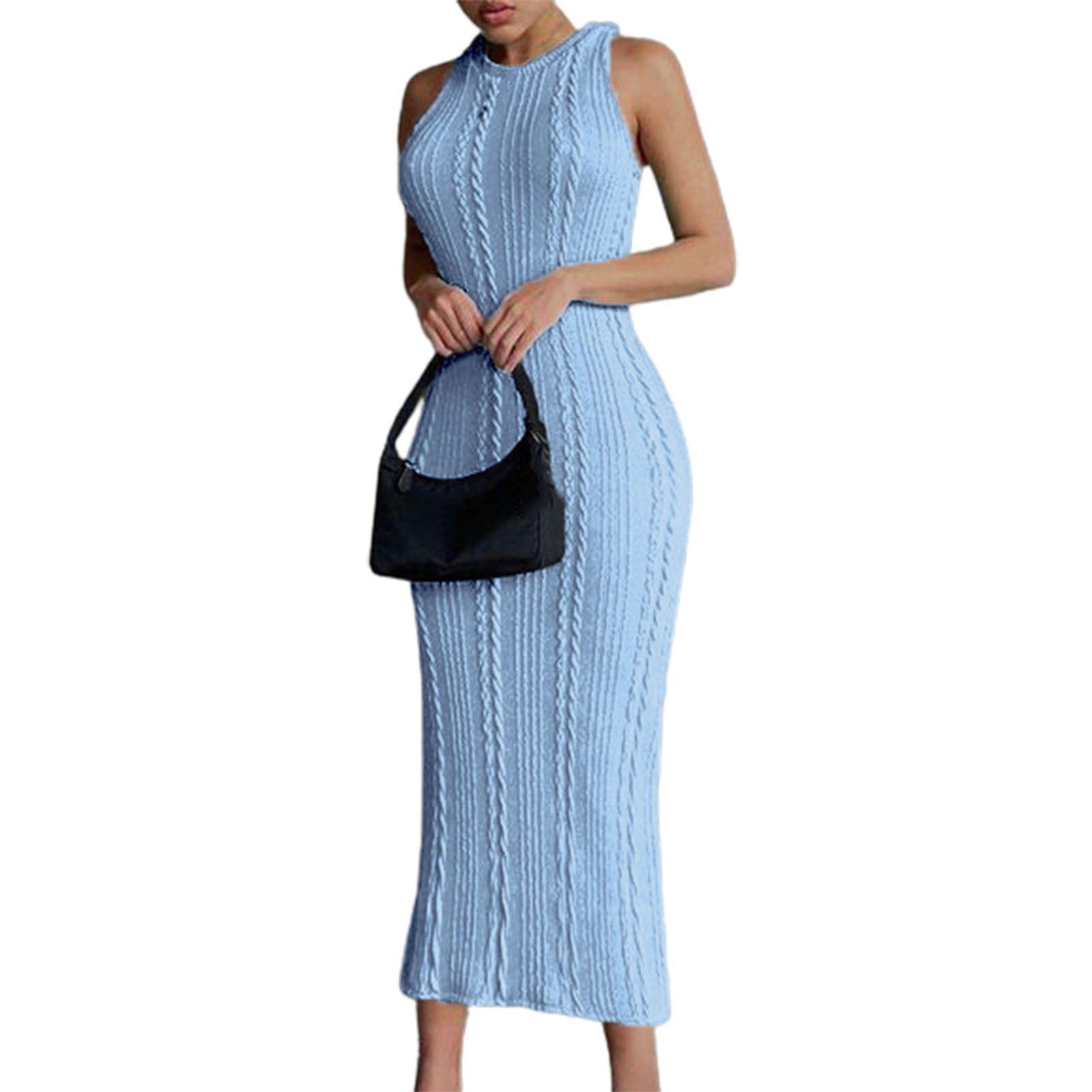 Slim Dress Round Neck Quick Dry Long Dress
