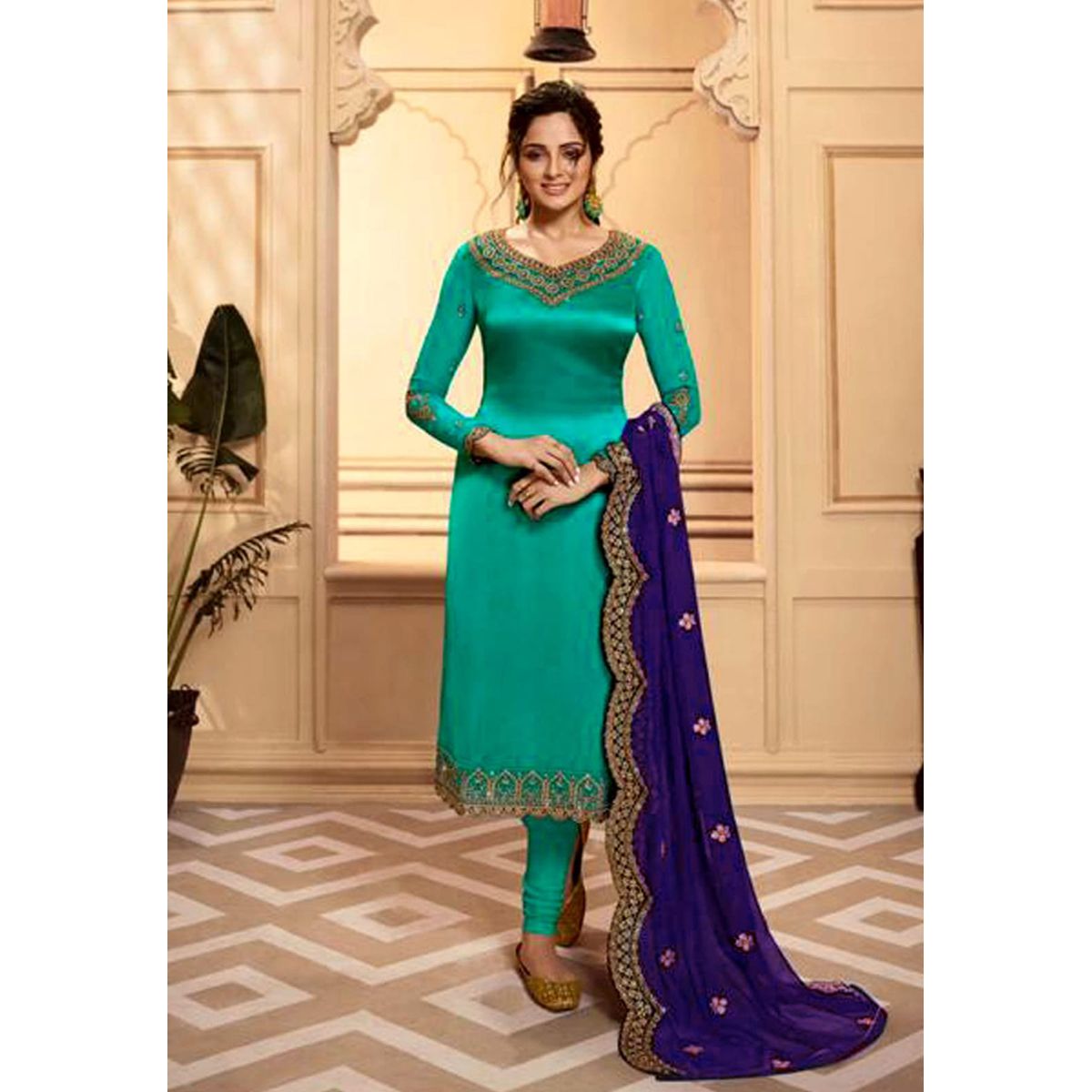 Stylish Weeding Semi-Stitched Soft Weightless Georgette Party Wear Embroidery Design Shalwar Kameez Suits For Women
