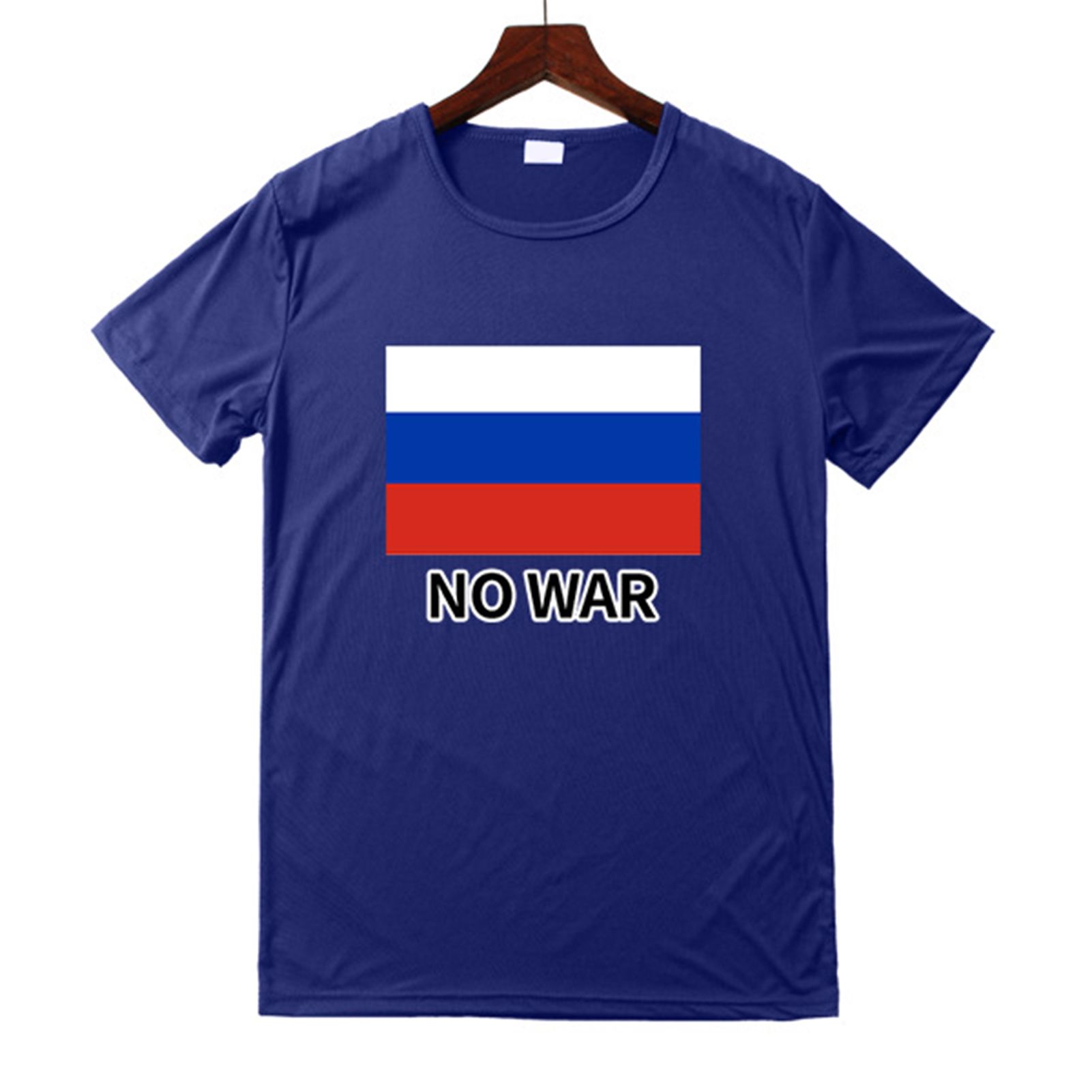 Uni Tee Top Anti-deform No War Russia Flag Tee Top Clothes