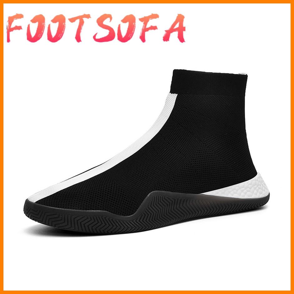 New Fashion Canvas Men's Shoes Trend All Season Men's Leisure Trend Shoes Socks Fly Woven High Top Board Shoes Sneaker