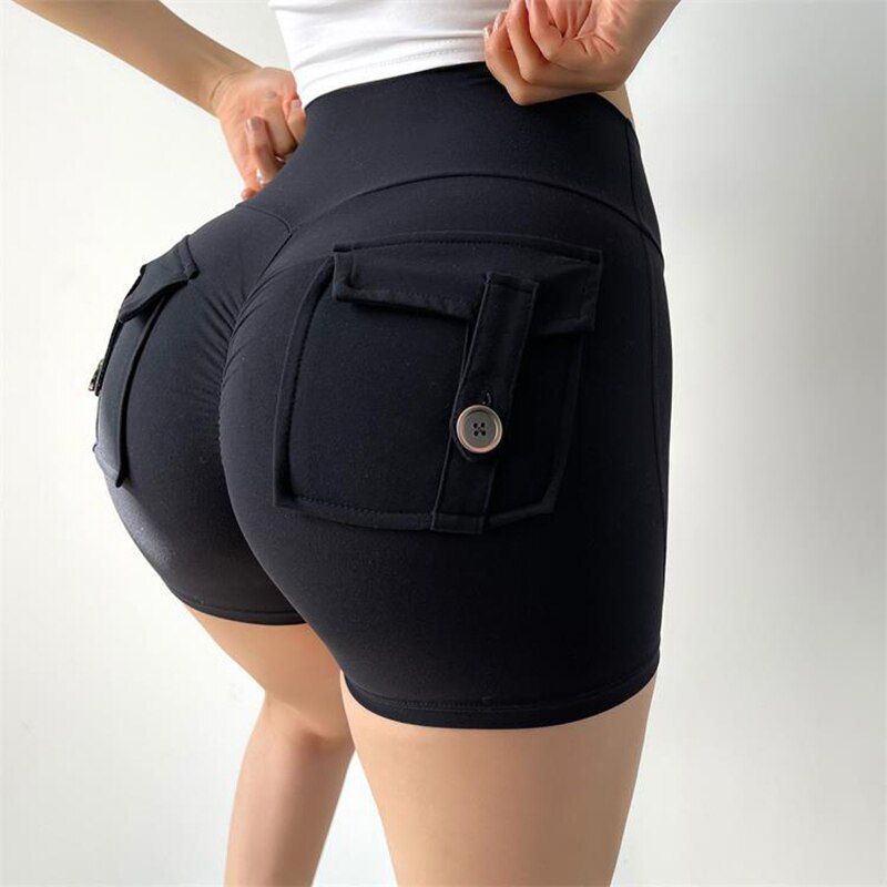 New Tight Women's Shorts se_xy Cycling Shorts Elastic High Waist Shorts Back Pockets Breathable Sport Shorts ropa de mujer
