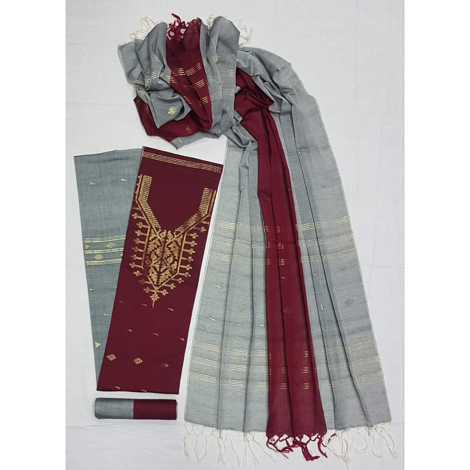 Exclusive unstiched Dhakaiya Jamdani Three Piece For fashionable women