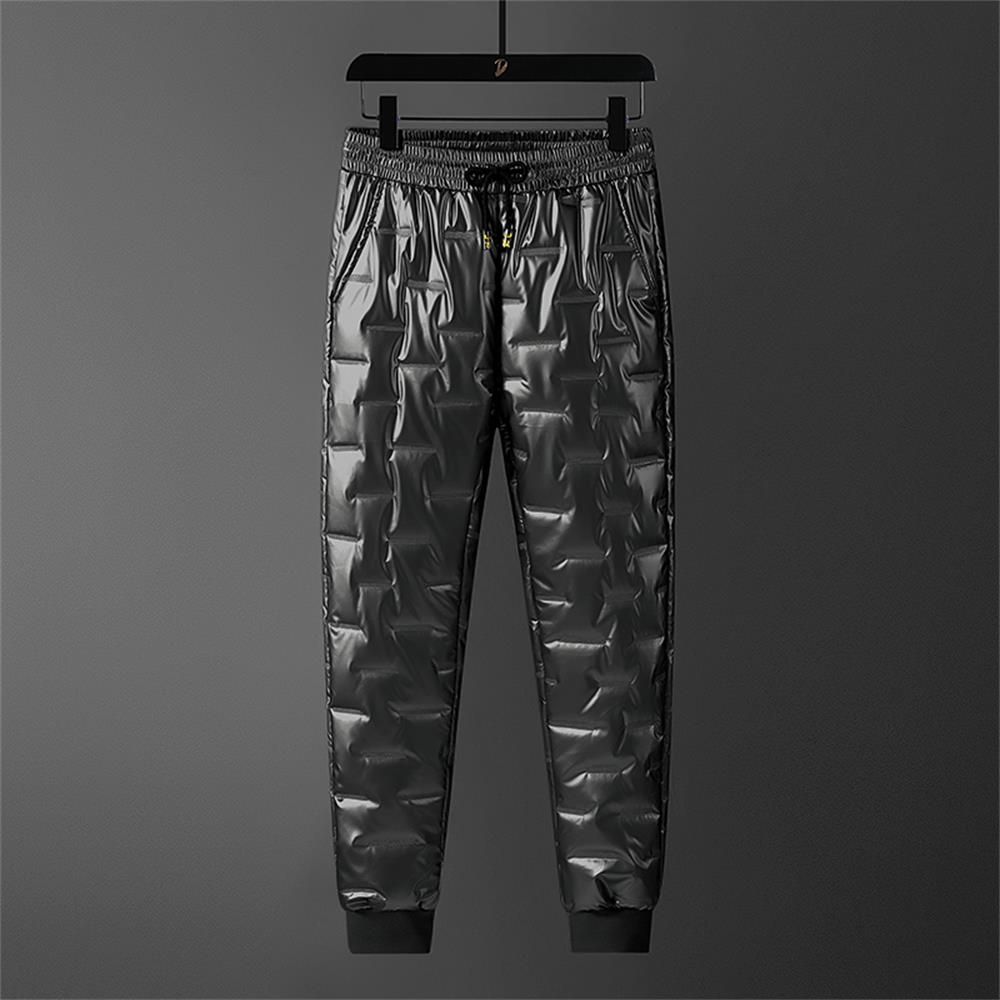 Men's Winter Outdoor Down Pants Men Solid Parsimony Versatile Windproof Keep Warm Pants Duck Down Thicken Waterproof Trousers