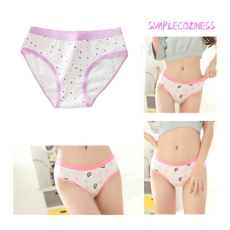 2 PCS Women Cotton Printed  Underwear Panties (Random Colour)