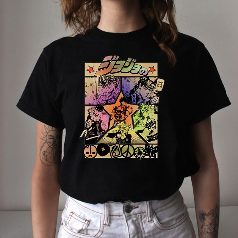 Uni Jojo Bizarre Adventure T Shirt Kimetsu Tops T-SHIRT Hunter X Hunter Cartoon Killua Hisoka Anime Tshirt My Hero Academia