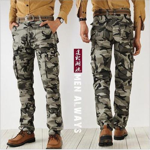 Mens Military style Trousers Autumn Army Green Fashion Men Cargo Pants Male Camouflage Pants size 38