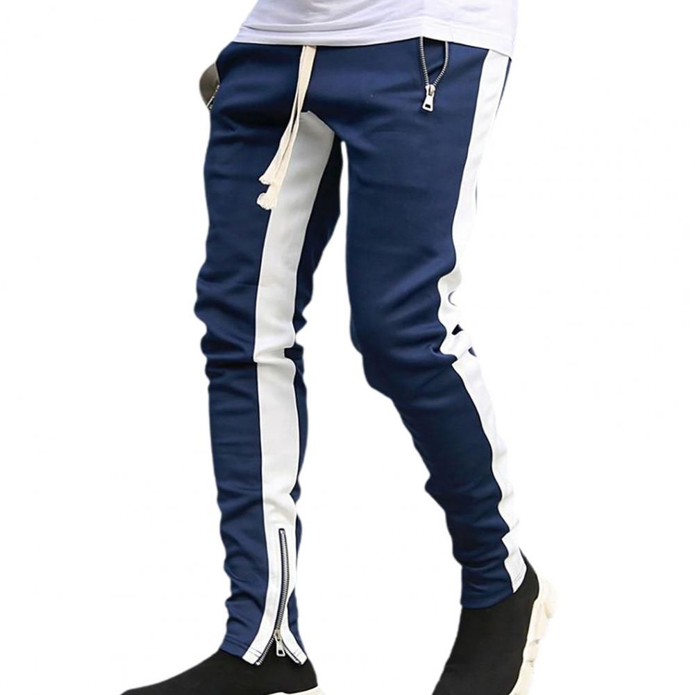 Men Autumn Side Striped Casual Joggers Pants Zipper Tight Fashion Outside Trousers Sportswear Pants Tracksuit Bottoms Skinny Swe