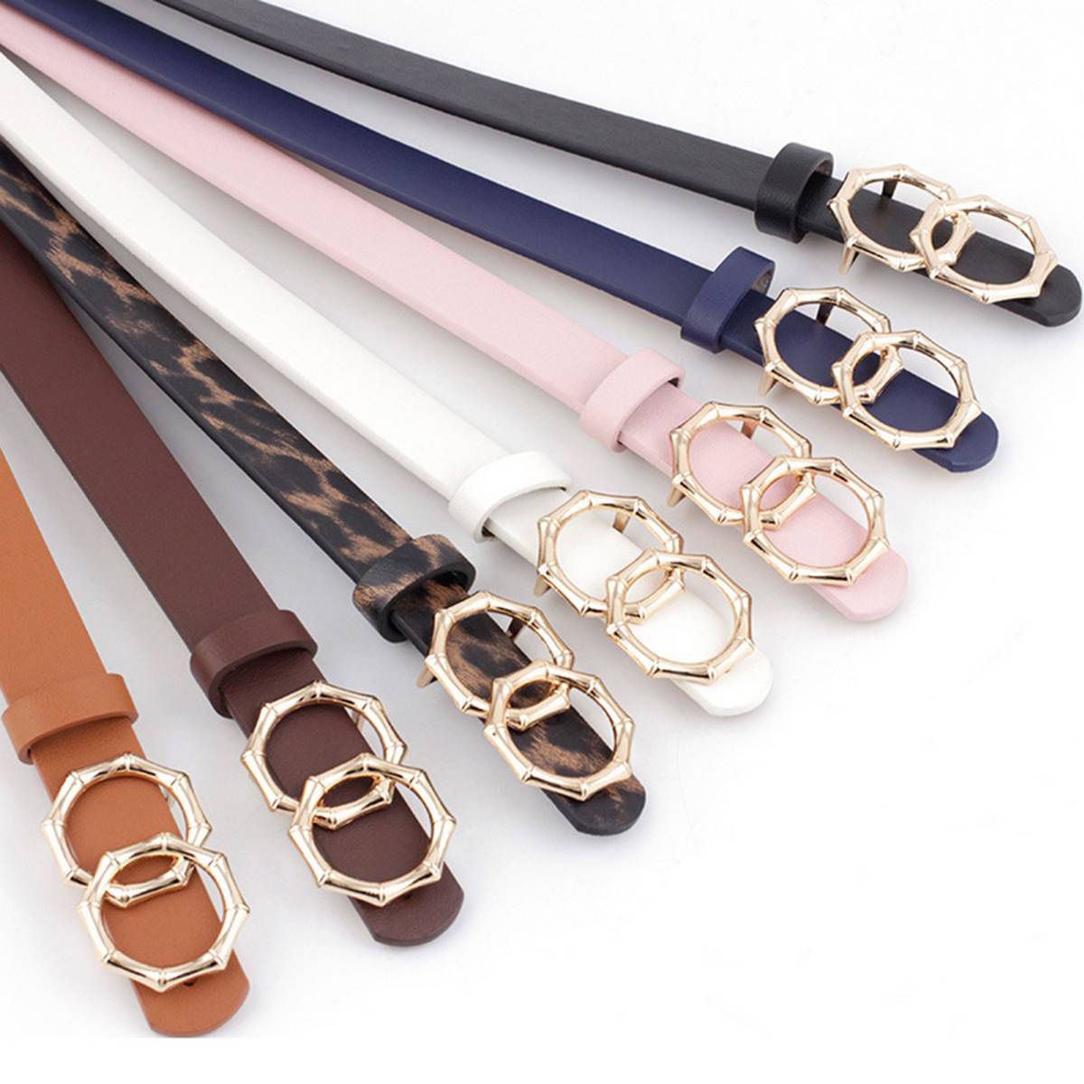 OIMG 1Pc Belt Women Round Buckle New Women'S Leisure Belt Decoration Jeans Dress Belt
