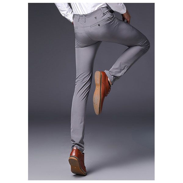 ICPANS Skinny Plaid Men Dress Pants Pencil Business Office Formal Trousers For Male Stretch Suit Pants Men Slim Summer 2019