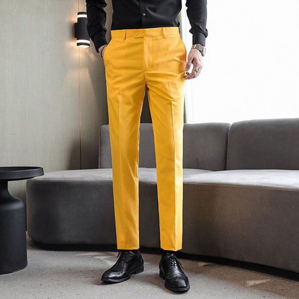QJ CINGA New Royal Blue Pants Men's Formal Dress Trousers Red Green Black White Pantalones Hombre Big Size Man Slacks S-5XL 6XL