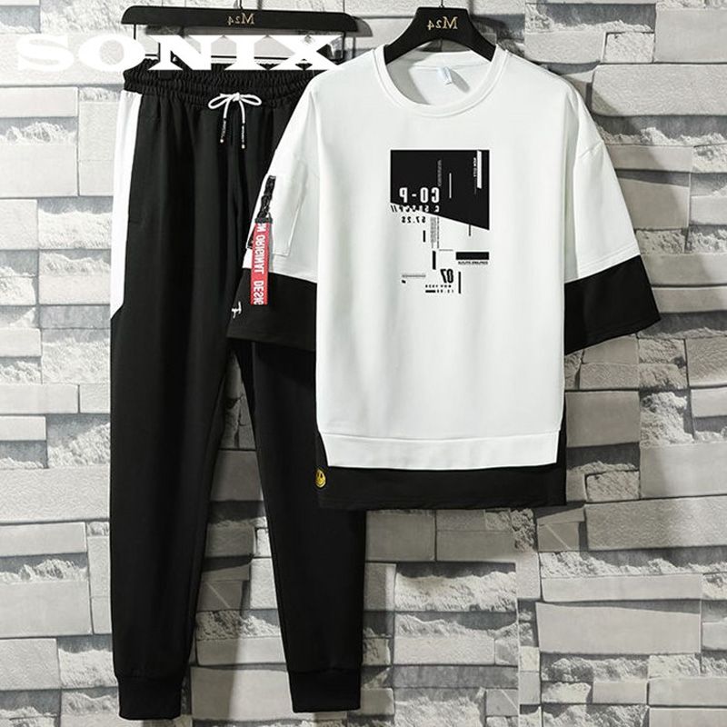 men's suit summer student Korean  suit youth sports trend  suit handsome summer short-sleeved one-piece suit