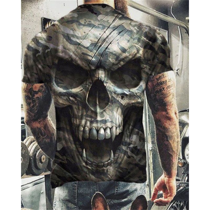 Fashion Summer Horror Skull 3D Print Men's T-Shirt O-Neck Short Sleeve Casual Breathable Oversized Male T Shirt Top Men Clothing