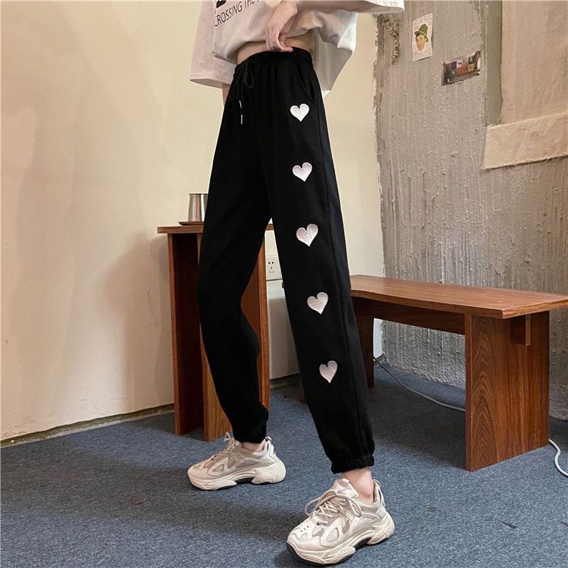 Fashion High Waist Straight Trousers Women Solid Color Casual korean Pants Loose Elthtic Waist Pantalones Korean Style Joggers