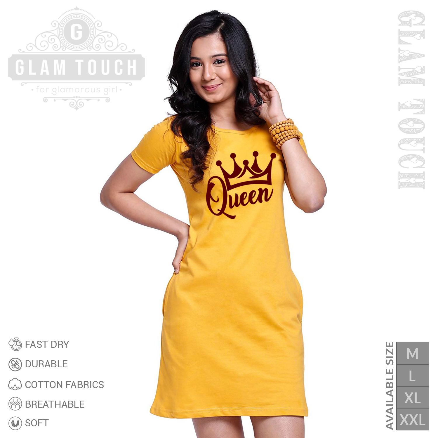 Glam Touch Stylish Ladies Long T-Shirt Dress - T Shirt For Women
