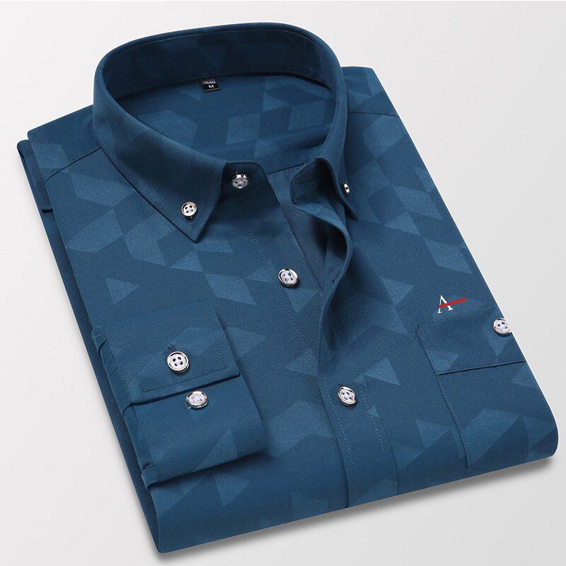 2021 New Cotton Aramy Camisas Men printing Plaid Shirt Long Sleeve Regular Fit Men Stripe top grade cotton Shirts Mens Dress