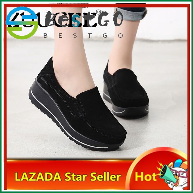 Fashion Loafers Women Slip-ons Platform Wedges Shoes Size 35-42 Suede Mother Shoes Comfortable Heighten Shoes Casual Moccasin Shoes