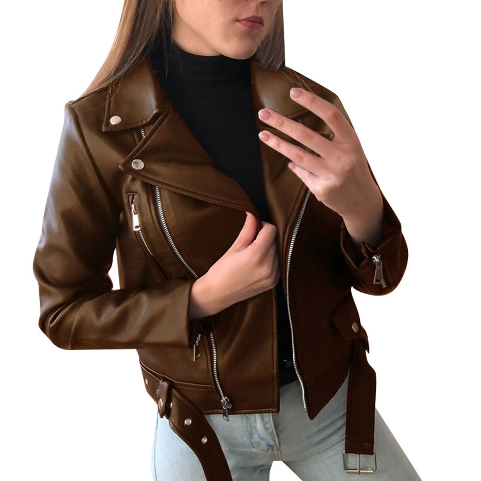 Women Jacket Cool Skin-friendly Biker Jacket
