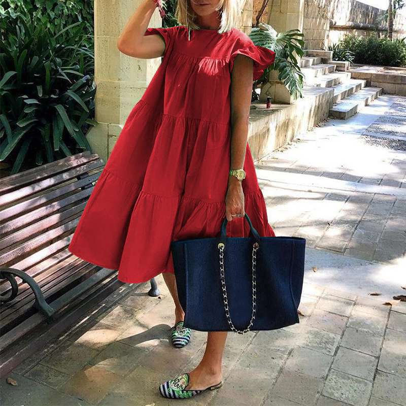 Short Dress Women' Summer Sundress Vintage Ruffled Party DressVONDA Casual Vestidos Femme Robe S-