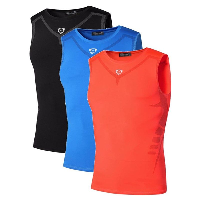 Jeansian 3 Pack Srt TaTops Tanktops Sleeveless Shirts Running Grym Workout Fitness Slim Compression LSL208 PackB