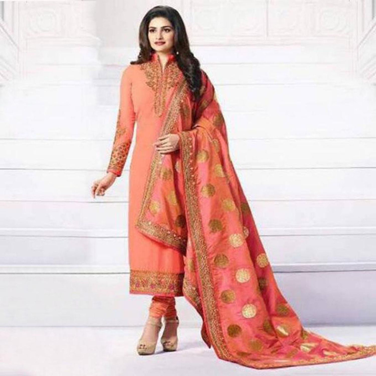 Unstitched Pink Georgette Salwar Kameez For Women