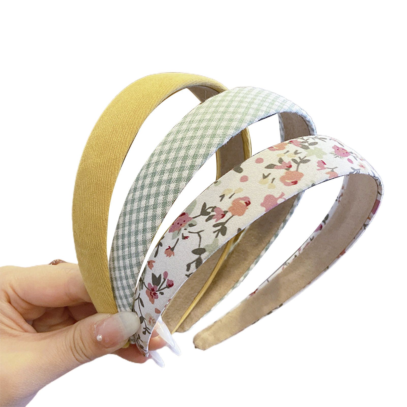 3Pcs/Set Floral Print Solid Color Non-slip Headgear Head Bopper Hair Clasp Hair Accessories for Daily Wear