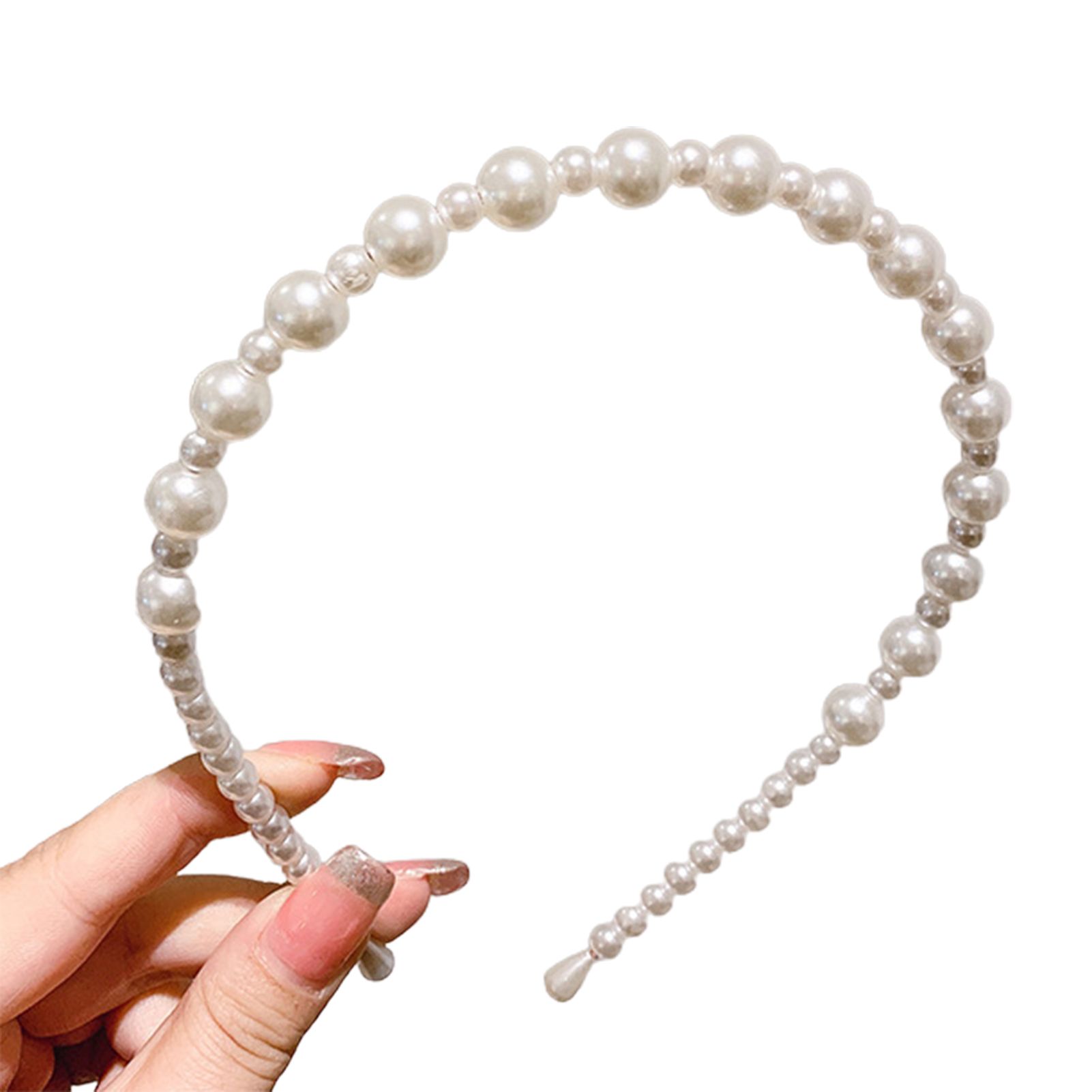 Fashion Women Hair Hoop Handmade Non-slip Faux Pearls Headband Accessory for Wedding