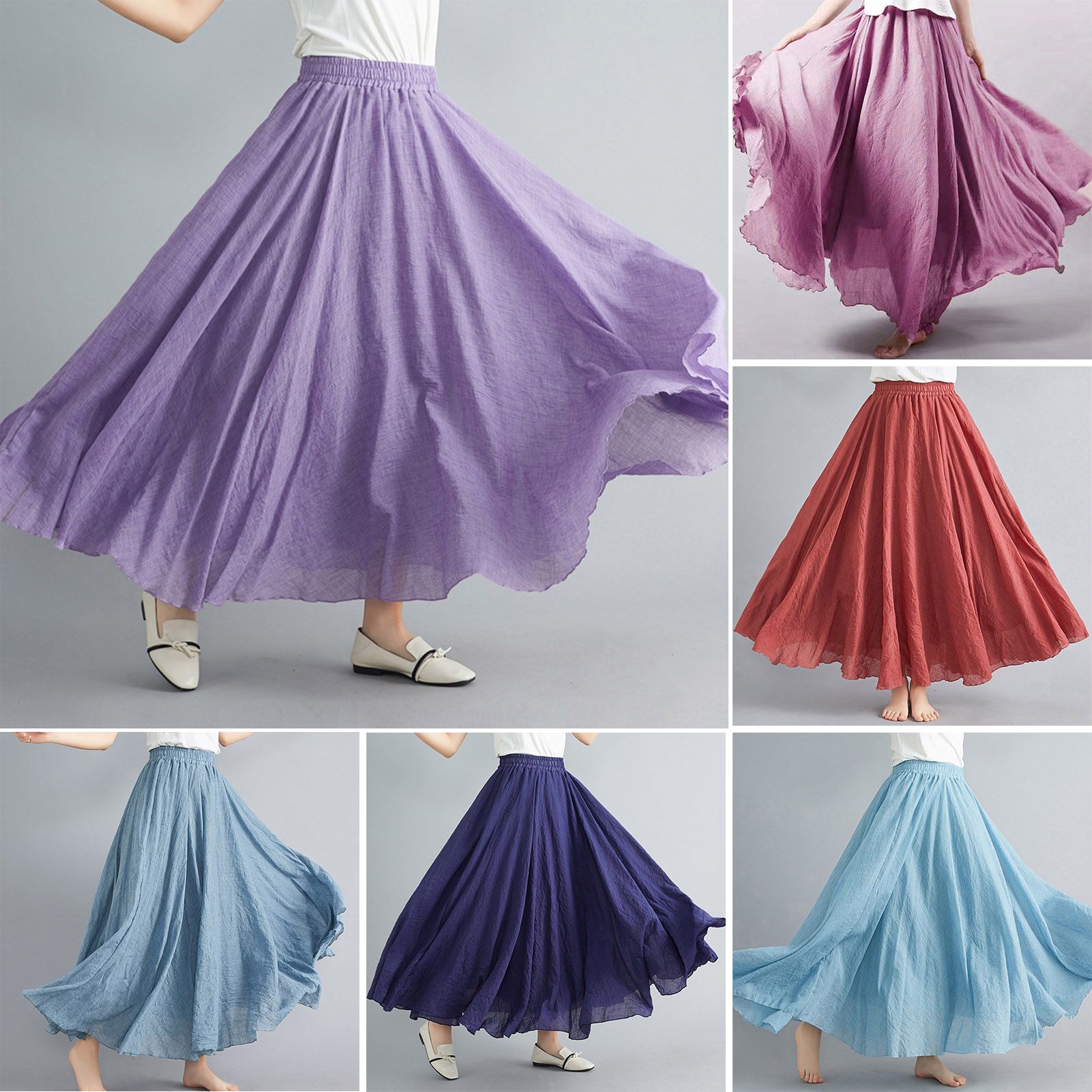 Maxi Skirt Cool Ethnic Style Pure Color Casual Skirt