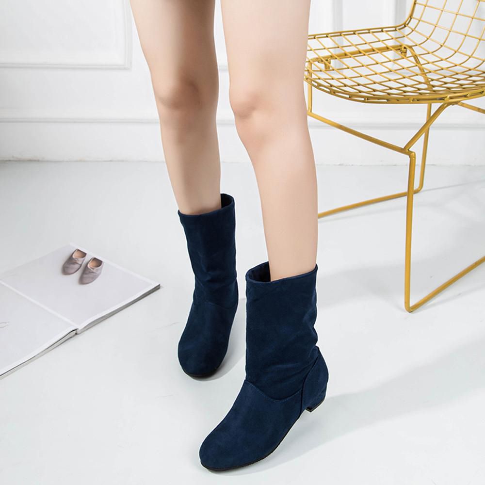 Womens Ladies Girls Korean Sandals for Women Women Suede Square Heel Round Toe Middle Tube Pure Color Slip-On Boots Women Casual Flat Shoes Fashion Shoes Work
