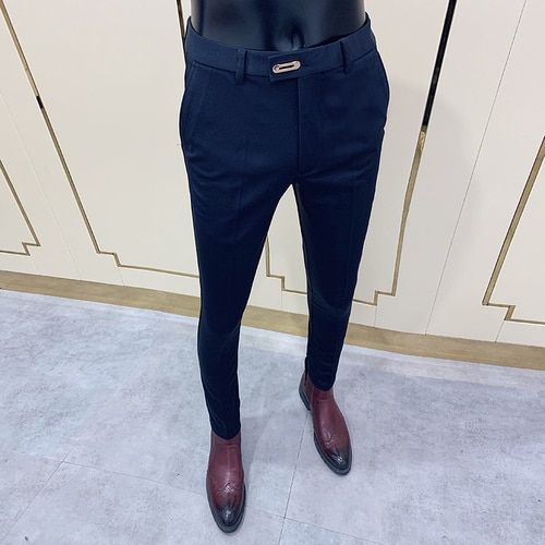 Men's new casual pants business fashion social suit pants autumn long solid color casual pants office wedding pants 9 points pan