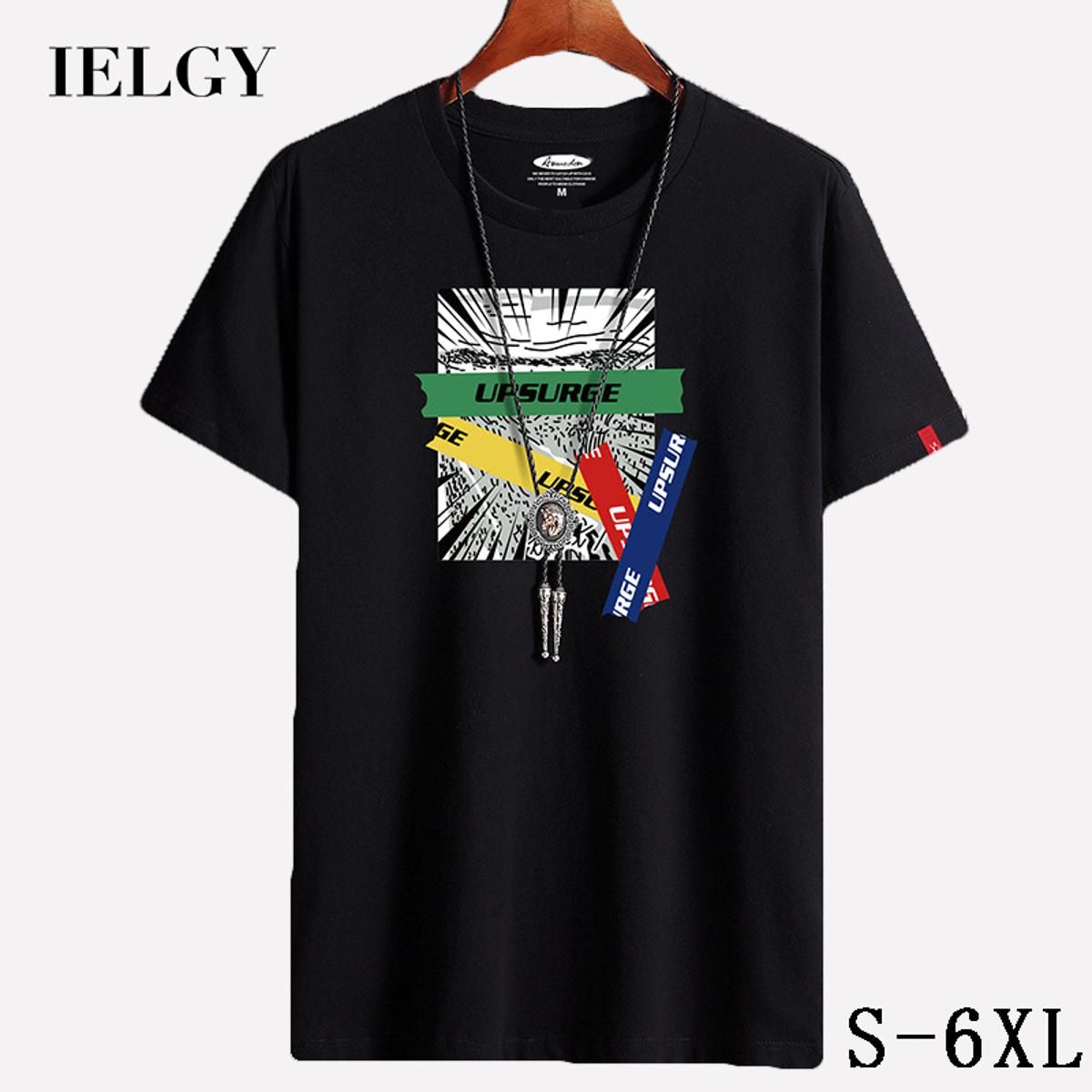 IELGY Men's plus size loose trend round neck half sleeve cotton top