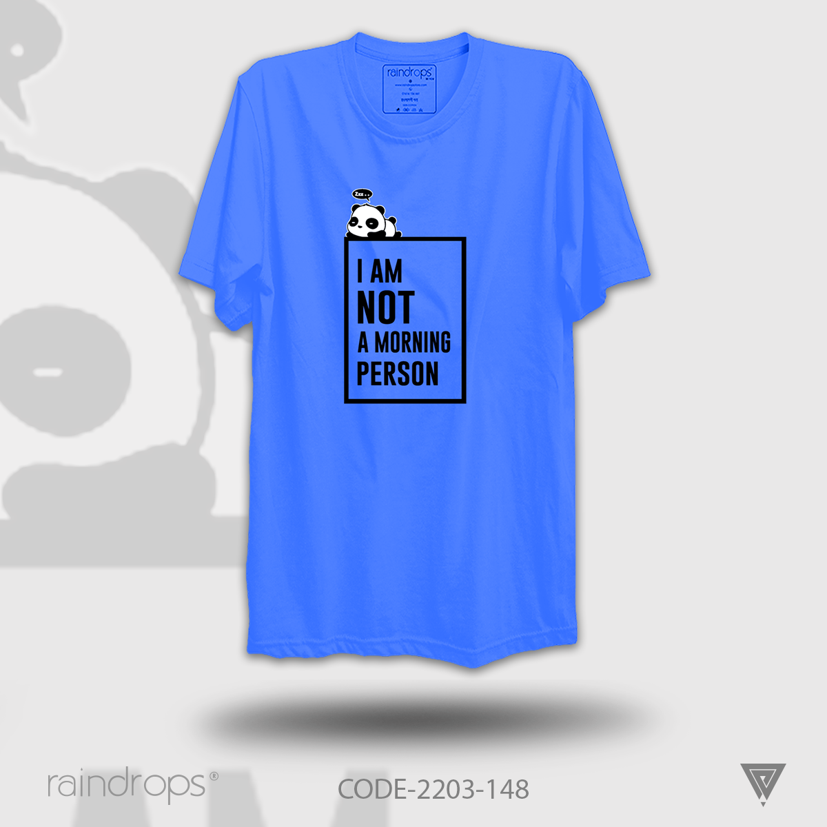 Raindrops Premium T-shirt I Am Not A Morning Person Designed Half Sleeve Sky Blue  For Men